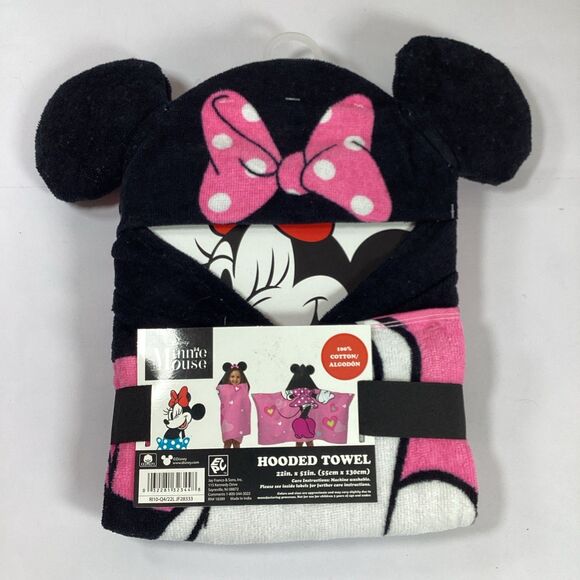 Disney Minnie Mouse Hooded Towel Bath Beach Wrap 22" x 55" New - Picture 1 of 3